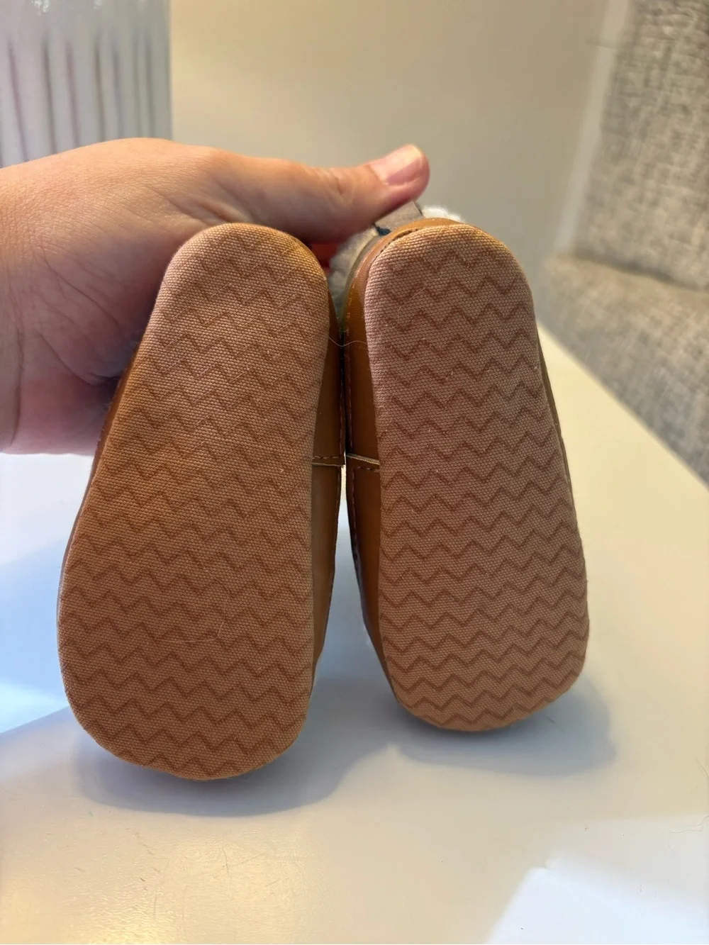 Target Brown and White Sherpa-Lined Baby Walker Shoes